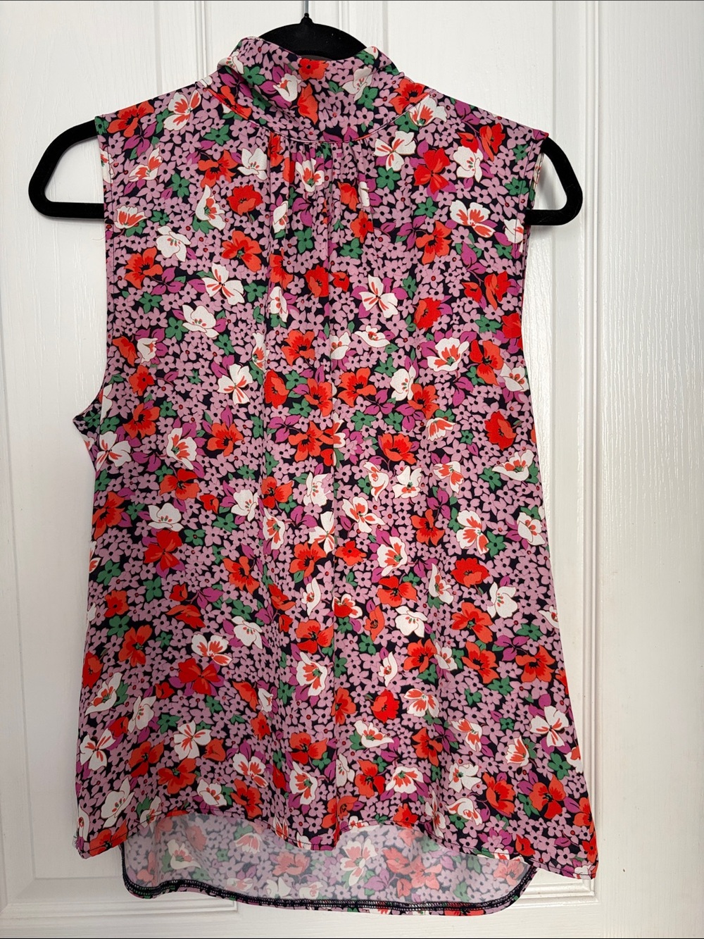 Ann Taylor Sleeveless Floral Mock Neck Top - Purple/Red